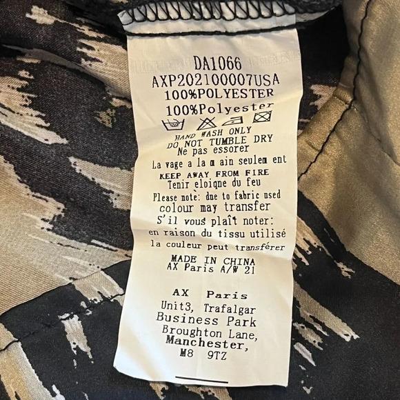 AX Paris Multi Printed Long Sleeve Satin Dress , Size 8 NWT Taupe and Black - Picture 9 of 9